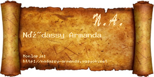 Nádassy Armanda névjegykártya